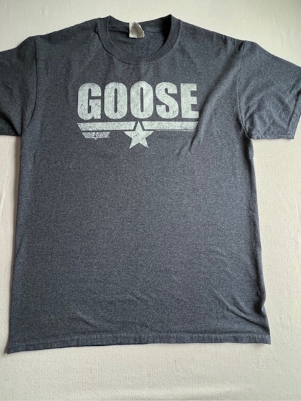 Top Gun Logo "GOOSE"‎ t-shirt navy grey distressed cotton/polyester Men's Medium